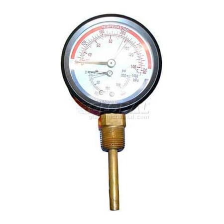 Allpoints Press/Temp Gauge, 3" Dia., 50-290F, 0-200 PSI, For Hatco, 03.01.003.00 62-1004-HAT